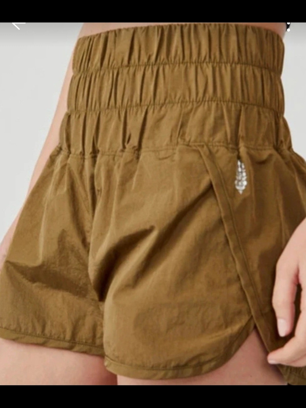 FP Movement by Free People Olive High-Waist Smocked Shorts